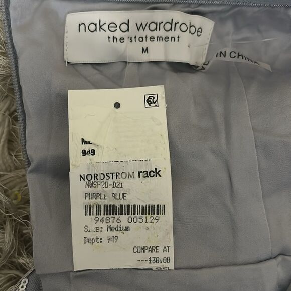 NWT Naked Wardrobe Sequin Sweetheart Spaghetti Strap Mini Dress in Purple Blue M - Picture 12 of 13